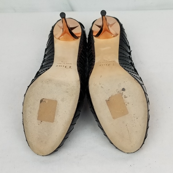 Dior Serpent Picasso Black Leather Hidden Platform Stiletto Heel Pumps size 37.5 - Picture 8 of 11